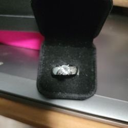 Size 7.5 Stainless Steel White Sapphire Solitaire Ring 