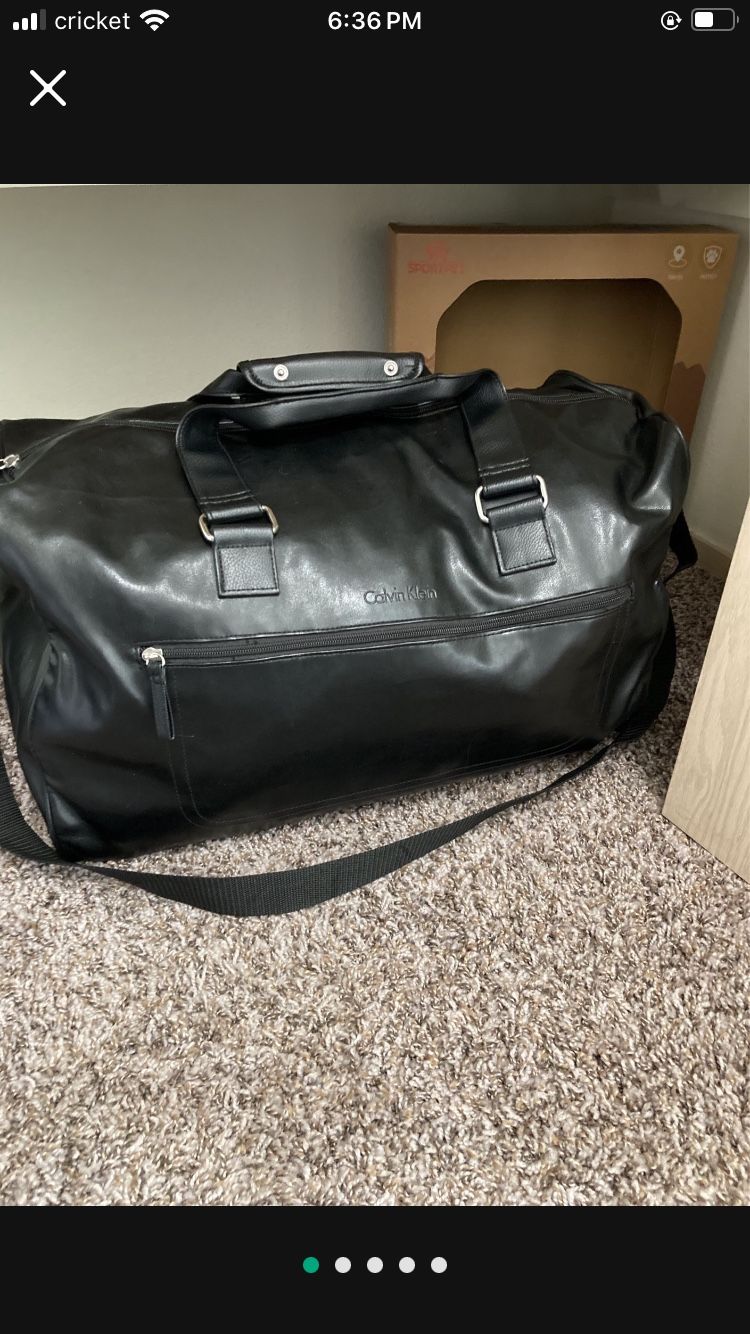 Mens Real Leather Calvin Klein Travel Duffel Bag Excellent Condition