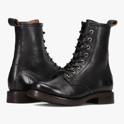 Frye Veronica Women’s Combat Boots Made Of Hand Barnished Vintage Italian Leather