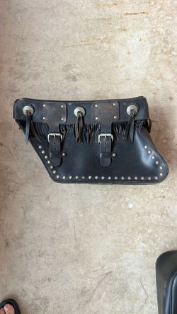 Vintage Harley Davidson Leather Fringed Saddle Bag Left Side Only