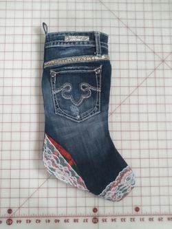 RF Rock Denim Christmas Stocking. (See Description)