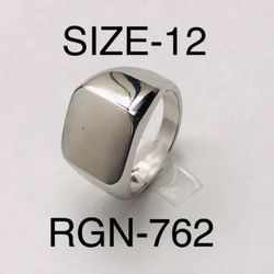 Signet Square Silver Tone Ring for Men & Women: Size-12/RGN-762