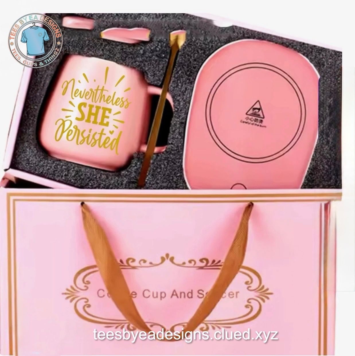 Brace yourself for the "Nevertheless She Persisted" mug set that screams defiance and caffeine-fueled rebellion. This badass pink ceramic mug flaunts