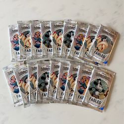 LOT of 18 - Fabled Booster Packs Lorcana Box Trove TCG Card Game Promo Mickey Minnie Pooh Elsa Dumbo Pokemon One Piece OP Rare