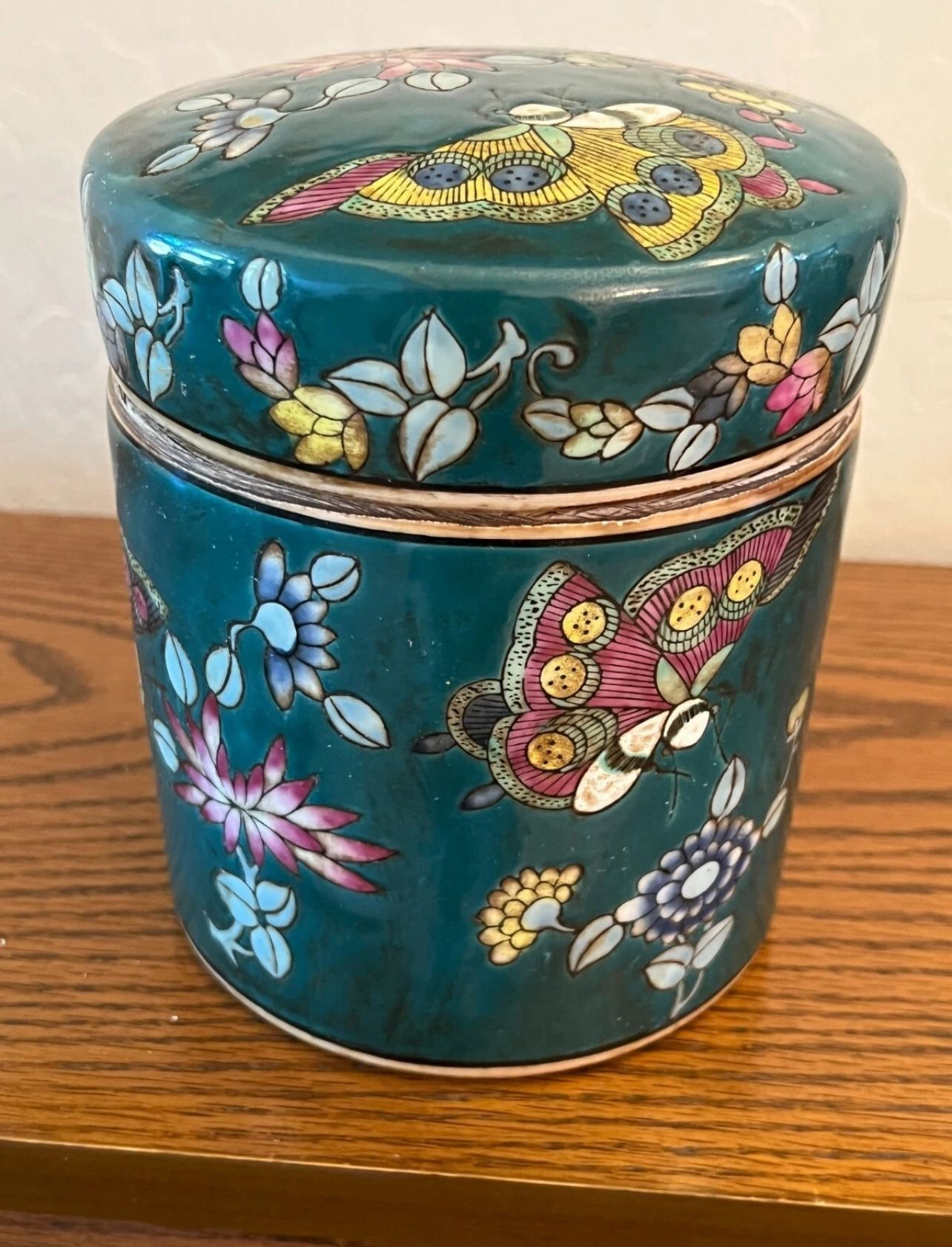 Antique Chinese Famille Verte Overglaze Enamel Porcelain Ginger Jar Signed