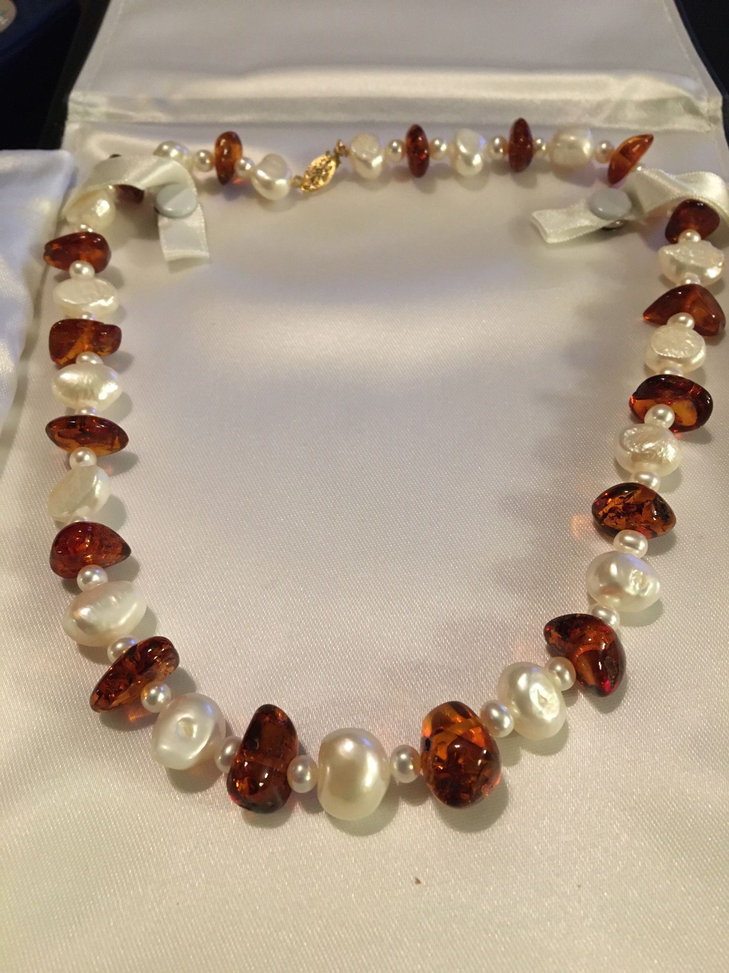 Pearl & Amber 18” Necklace
