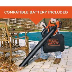 BLACK+DECKER 40V Cordless Leaf Blower Kit, 120 mph Air Speed, 6-Speed Dial, Built-In Scraper, With Collection Bag, Battery and Charger brand new 