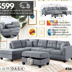 Sectional Sofa In HIGH quality TWEED fabric