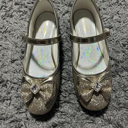 Girls Gold Glitter Mary Jane Shoes Size 3 