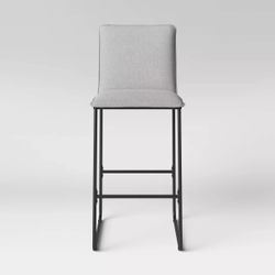 Target- Room Essentials Upholstered Set of 3 Barstools with Metal Frame, Light Gray