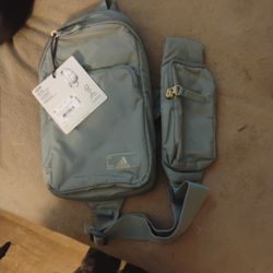 Adidas Essentials 2 Sling Crossbody Backpack Fanny Pack Waist Pack Mint Silver Green  BRAND NEW WITH TAGS 
