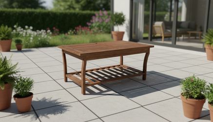 Solid Acacia Wooden Indoor Outdoor Patio Coffee Table! Good condition! 40x24x18.5in