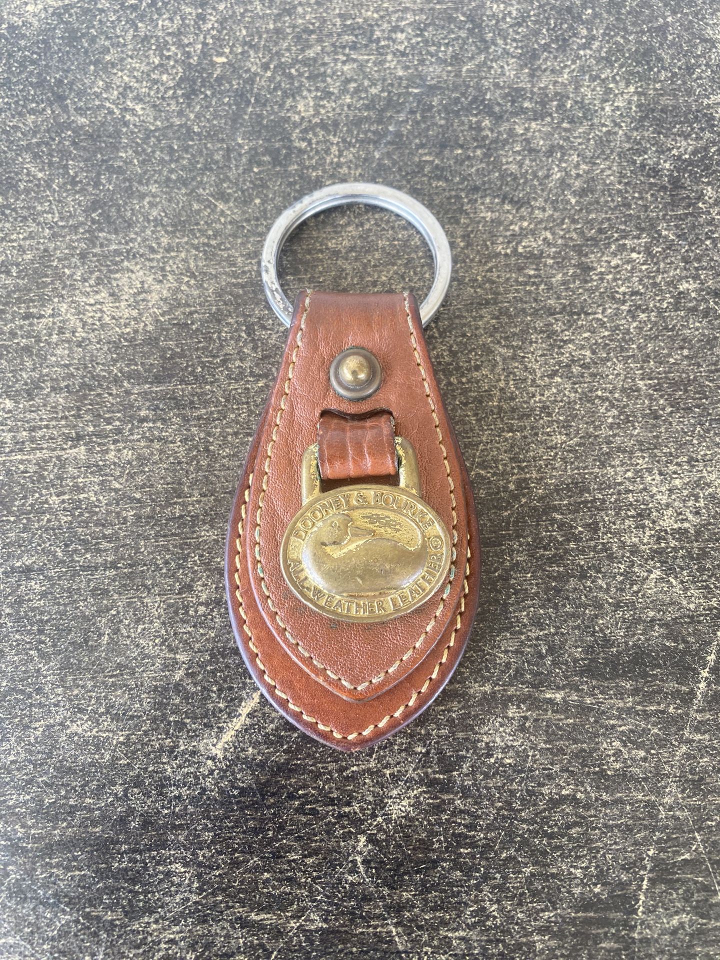 Vintage Dooney & Bourke All Weather Leather Solid brass Key Ring Key chain