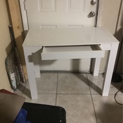White Table  W One Drawer 