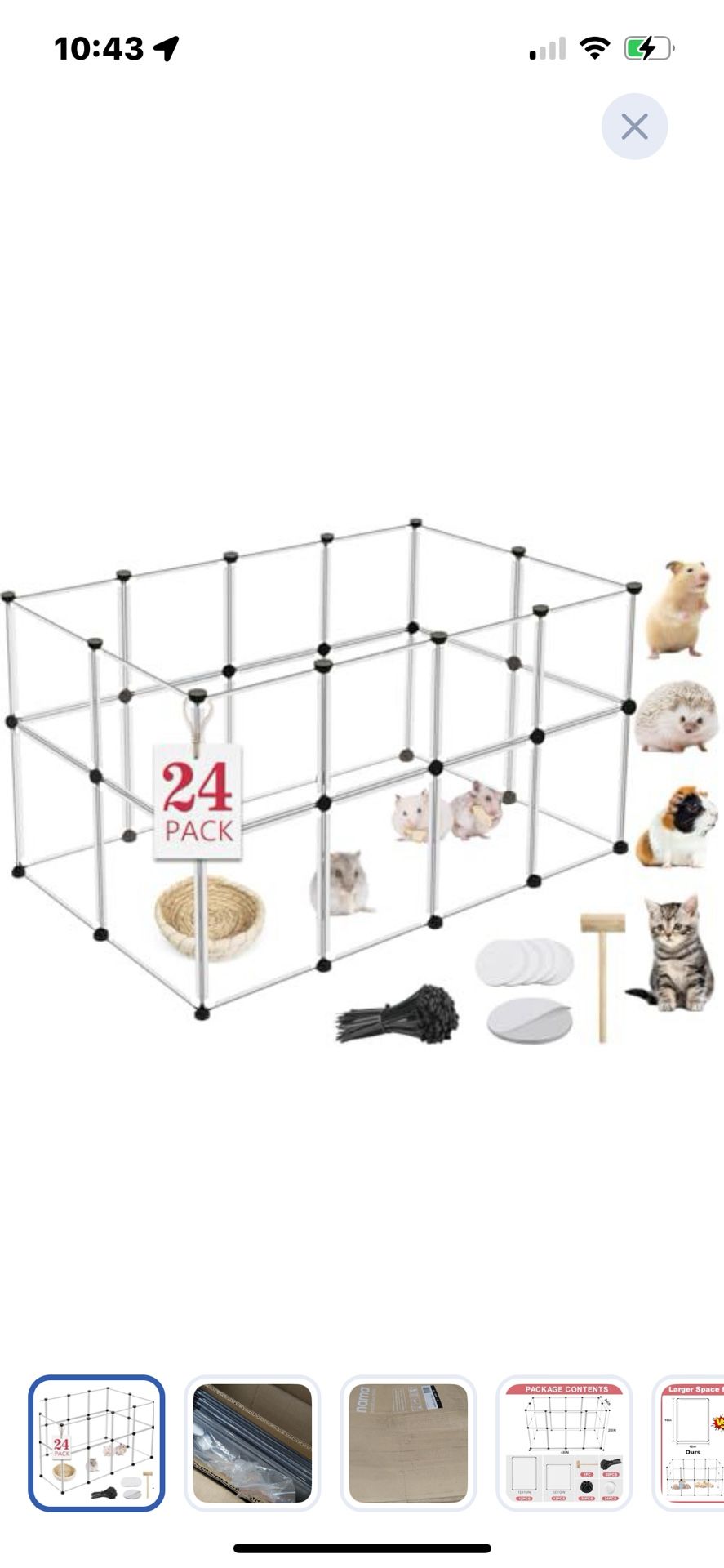 “New”24 Panel Portable(indoor/outdoor)puppy/cat/small Animal Playpen(48 X 24 X 28)retail$59