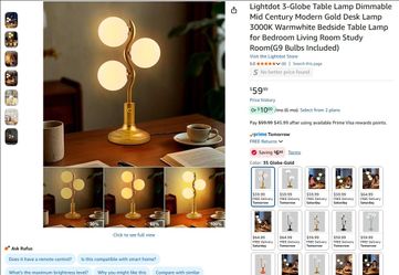 3-Globe Table Lamp Dimmable Mid Century
