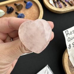 New, Beautiful Rose Quartz Crystal Heart Car Vent Clip. 