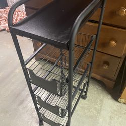 Metal Rolling Shelf With Drawers 