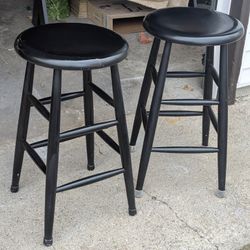 set of 2 solid wood counter height stools 