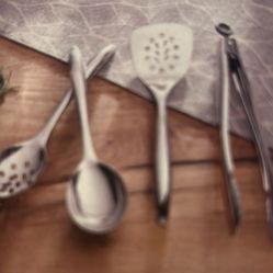 Set De Cuatro Utencilios De Cocina Nuevos De Acero Inoxidable
