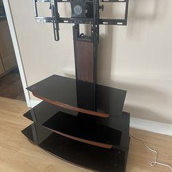 TV Entertainment Stand with Adjustable Size TV Mounthb