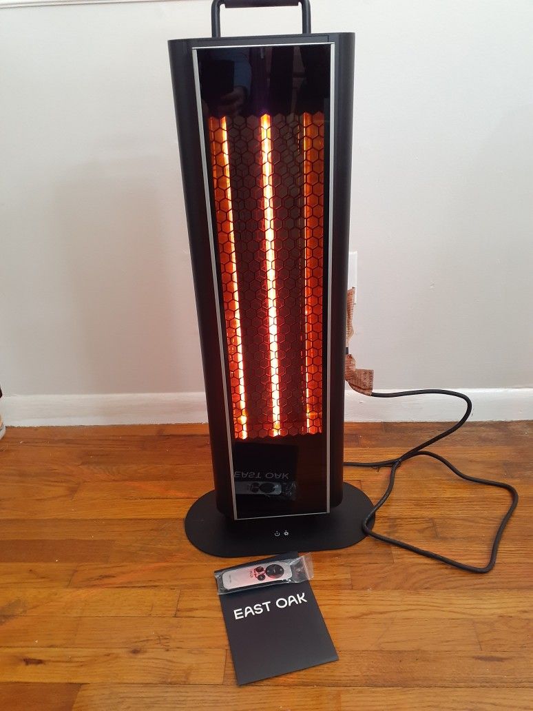 EAST OAK 1500W Patio Heater, Table Side Portable Electric Heater with Double-sided Heating & 3 Heating Levels, IP65 Waterproof Outdoor Heater with Rem