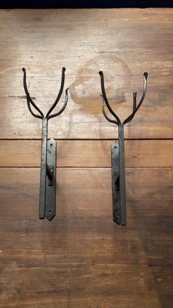 Pair of Wrought Iron Wall Mount Hooks
