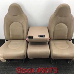 Tan Leather Front Bench Bucket Console Seats For A 1999 Or 2000 Ford F250 F350 Super Duty Stock #9073
