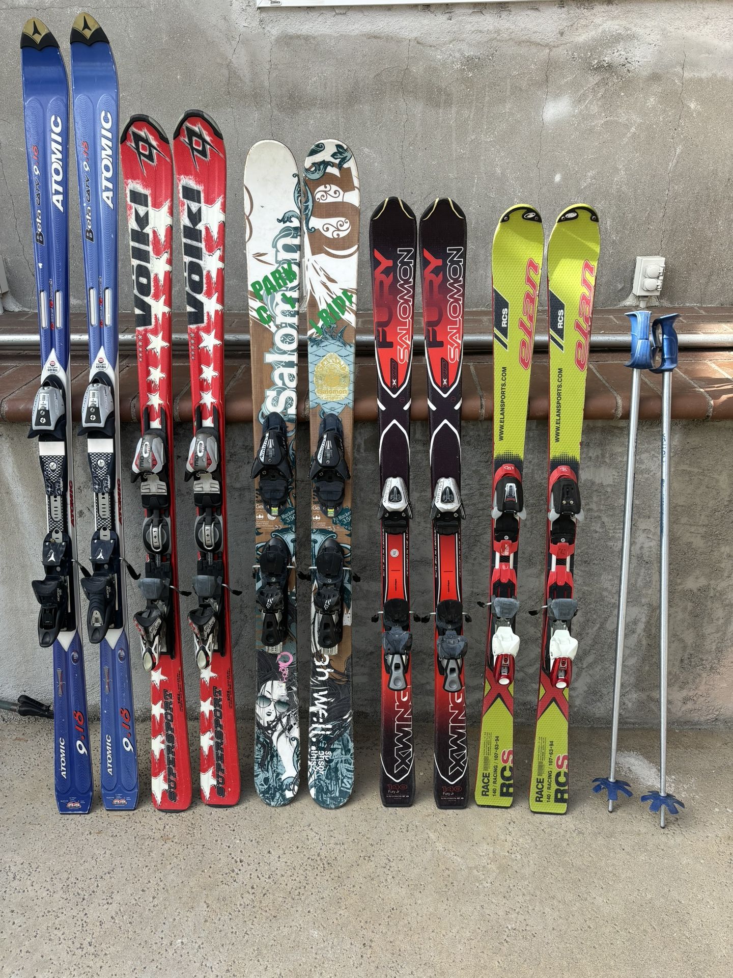 2 Sets Of Snow Skis, 180 Atomics and 140 Elans