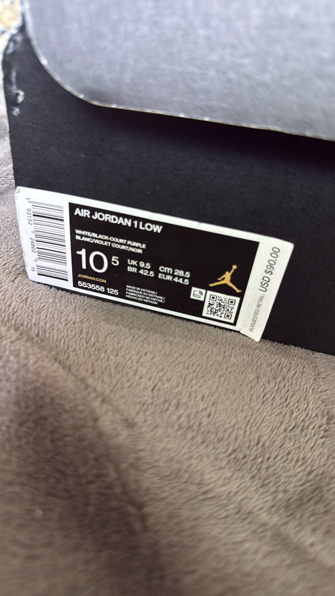 Jordan 1 Low Purple Court 10.5