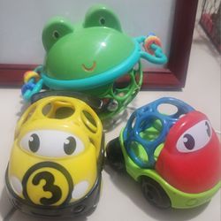 O'BALL Easy Grasp Jingle & Shake  Infant Toy frog  Rattle, &  O'ball grab & go gripper race car trio