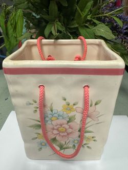 FTDA 1986 Vintage Floral Gift bag vase