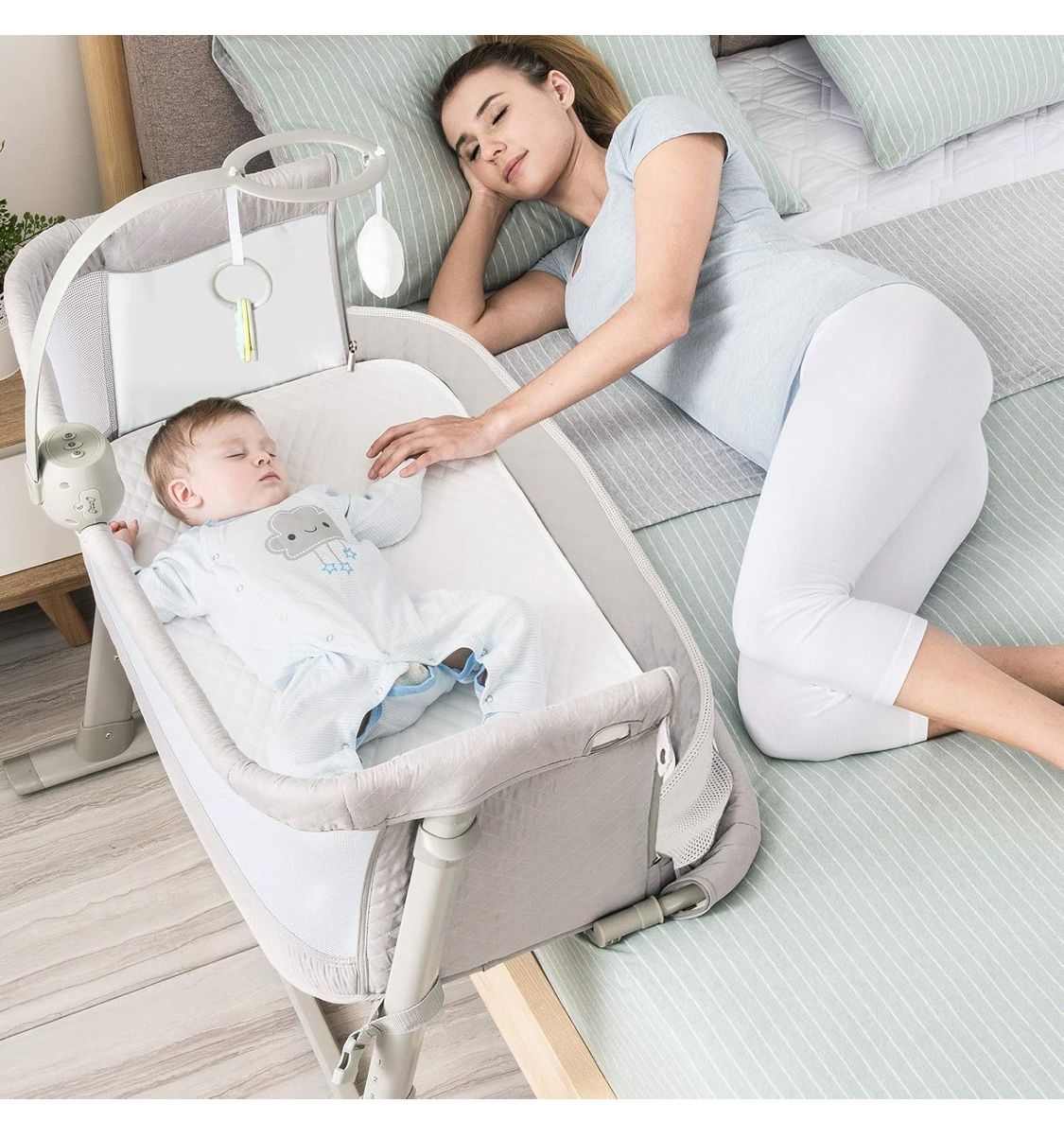 RONBEI Baby Bassinet, Bedside Sleeper Cribs,Baby Bed to Bed, Adjustable, Portable for Newborn, Infant/Baby Boy/Baby Girl