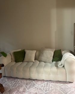 Eden Modern Tufted Chesterfield Boucle Fabric Sofa Cream