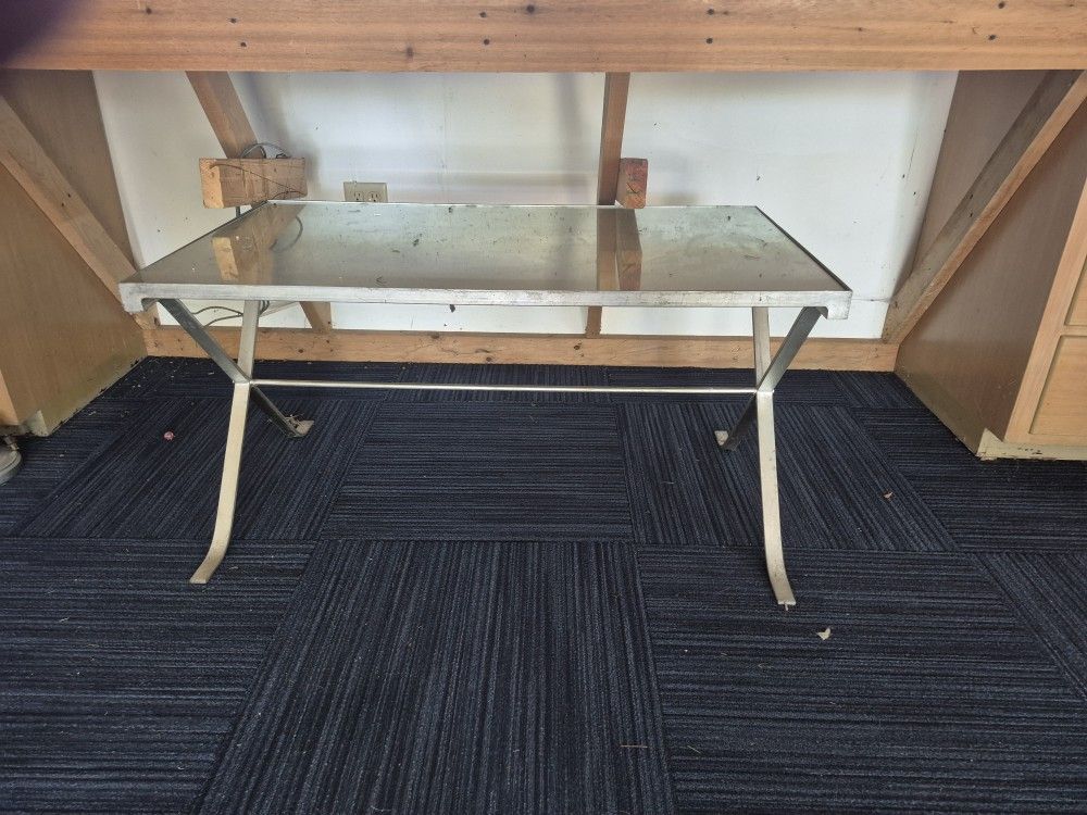 Steel Framed Coffee Table With Mirrored Top