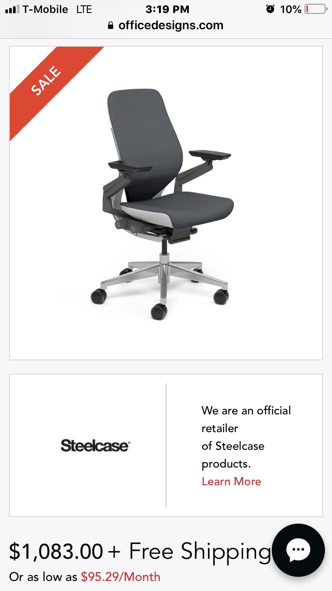 Gesture Office Chair And Leap Office Chair $300 each