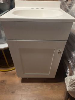 White Bathroom Vanity with Integrated Sink