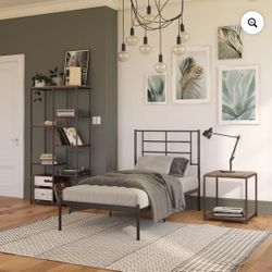  Metal Bed, Twin, Black