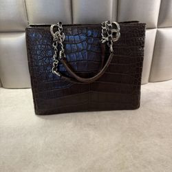 Brown Crocodile Leather Bag