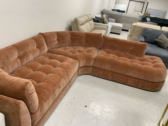 Large Curved Tufted Velvet Sectional Sofa