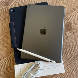 Apple iPad 7th Generation 128GB With Logitech Keyboard and Pencil