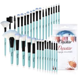 32Pcs Makeup Brushes Set No Shed Cruelty-Free Synthetic Fiber Bristles with Travel Case, Blue Thumbnail