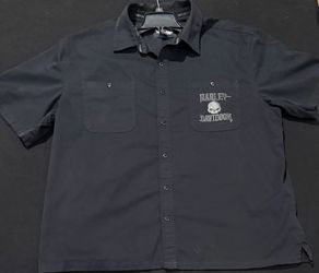 Harley Davidson Black Willie G Skull Button Up Embroidered Short Sleeve Size 3XL