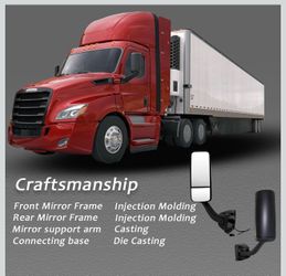 Door Mirror for FREIGHTLINER CASCADIA, Black Heated & Motorized Door Mirror Assembly for FREIGHTLINER CASCADIA 2008-2017 (Painting (Black), Right)