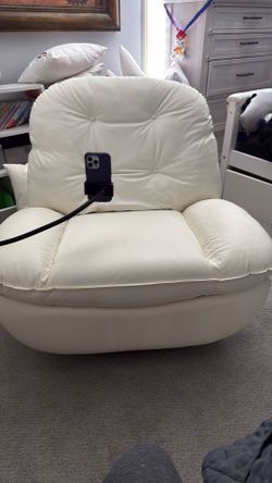 White leather recliner