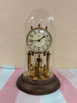 Vintage German Schatz Anniversary Clock with Glass Dome (Display / Decor)