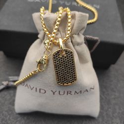David Yurman gold full diamond black diamond brand necklace