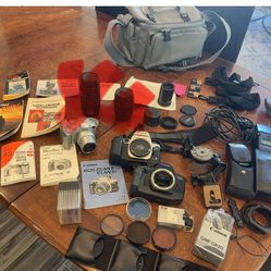 Huge LOT of Cameras Lenses Filters Flashes Camera Items