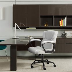 Brand New Luxury Mid Back Office Chair Swivel Computer Task Chair with Armrest Ergonomic Leather Padded Executive Desk Chair with Lumbar Support  Bran