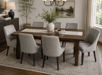 6 Macy's Everly II Upholstered Dining Chairs ONLY - Light Gray Linen